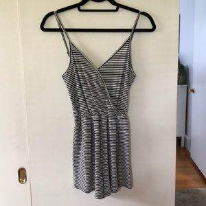 Black and White Stripe Knit Romper